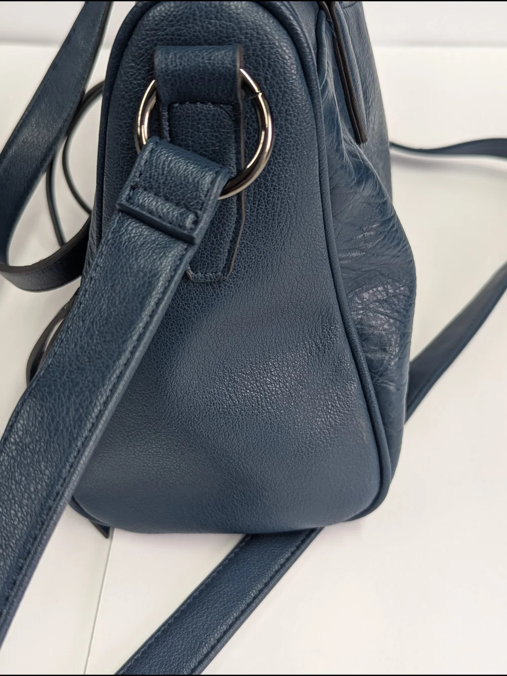 Jessica Simpson Blue Leather Satchel Studded Moto Bag Crossbody Shoulder Purse